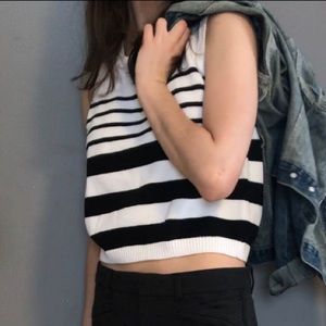 JEAN PIERRE petites ~ striped sleeveless sweater